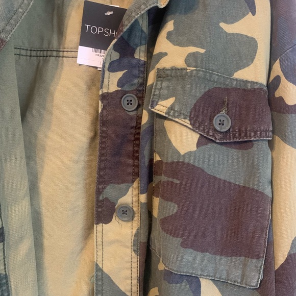 Topshop Cropped Camo Jean Jacket 